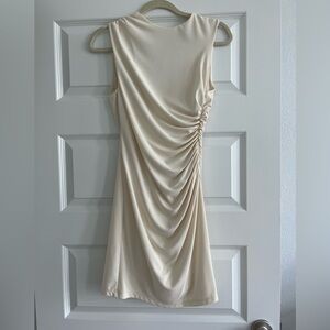 Zara Gathered Short Dress color Ecru, size medium